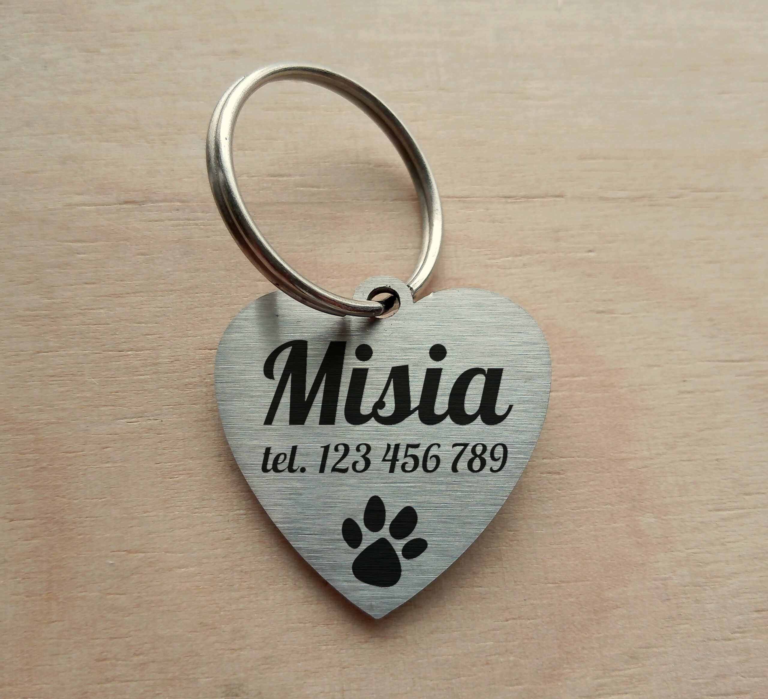 Metalowy identyfikator/adresówka z Twoim grawerem SERCE - obrazek 2